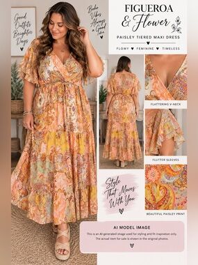 Figueroa & Flower Paisley Tiered Maxi Dress